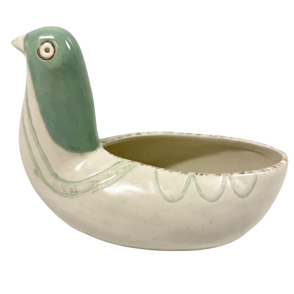 Avia Bird Pigeon Planter Sky Blue Cream Home Decor Gardening Gift Cottagecore